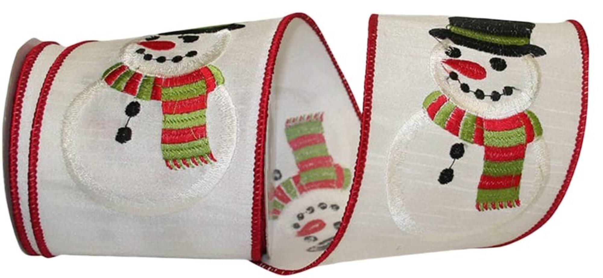 JAM Paper 4" x 5yd. White Christmas Snowman Fabric Ribbon